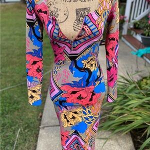Colorful Long Sleeve Dress with Bold Patterns